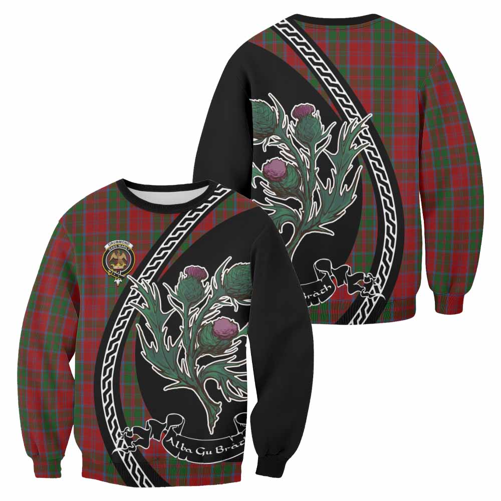 Drummond Family Crest Tartan Sweatshirt Alba Thistle Inspired - Tartan Vibes Clothing