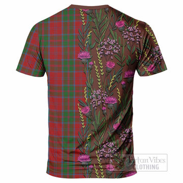 Drummond Family Crest Tartan T-Shirt Scottish Thistle Flower Pattern Half Style - Tartan Vibes Clothing