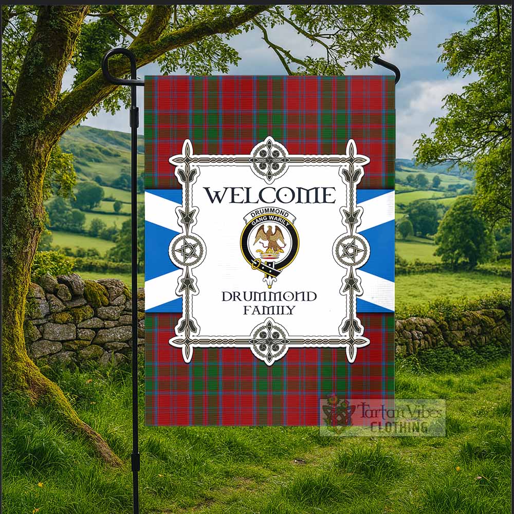 Drummond Family Crest Tartan Welcome Garden Flag Saltire Harmony Style - Tartan Vibes Clothing