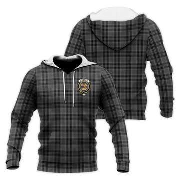 Drummond Grey Tartan Knitted Hoodie with Family Crest