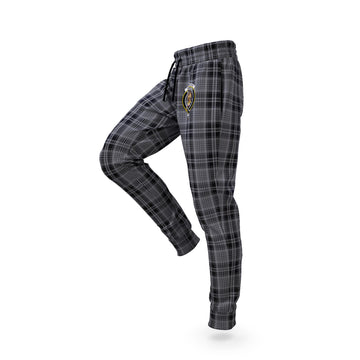 Drummond Grey Tartan Joggers Pants with Family Crest