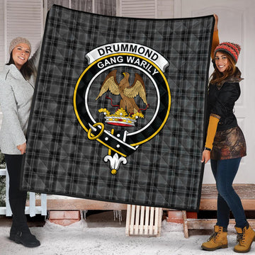 Drummond Grey Tartan Quilt with Family Crest