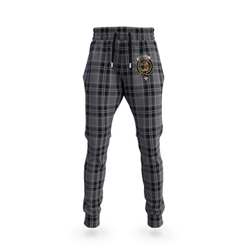 Drummond Grey Tartan Joggers Pants with Family Crest