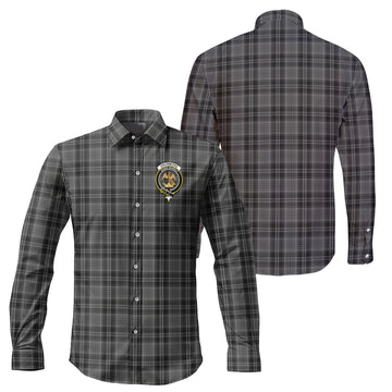 Drummond Grey Tartan Long Sleeve Button Up Shirt with Family Crest