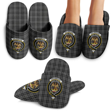 Drummond Grey Tartan Home Slippers with Family Crest