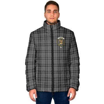 Drummond Grey Tartan Padded Jacket with Family Crest