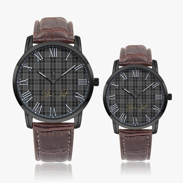 Drummond Grey Tartan Personalized Your Text Leather Trap Quartz Watch