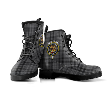 Drummond Grey Tartan Leather Boots with Family Crest