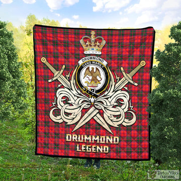Drummond Modern Tartan Quilt with Clan Crest and the Golden Sword of Courageous Legacy