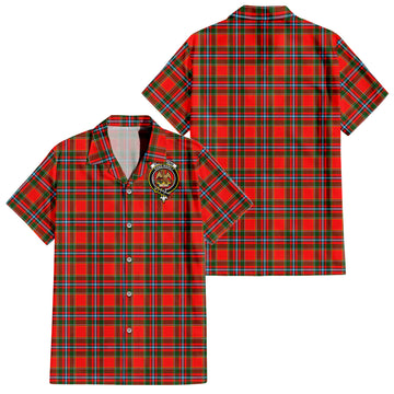 Drummond of Perth Tartan Short Sleeve Button Down Shirt with Family Crest
