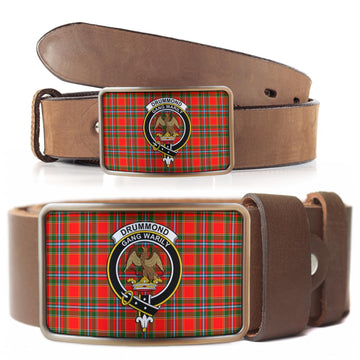 Drummond of Perth Tartan Belt Buckles with Family Crest