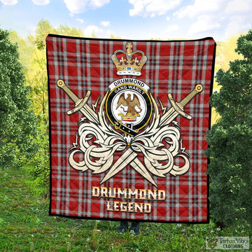 Drummond of Perth Dress Tartan Quilt with Clan Crest and the Golden Sword of Courageous Legacy