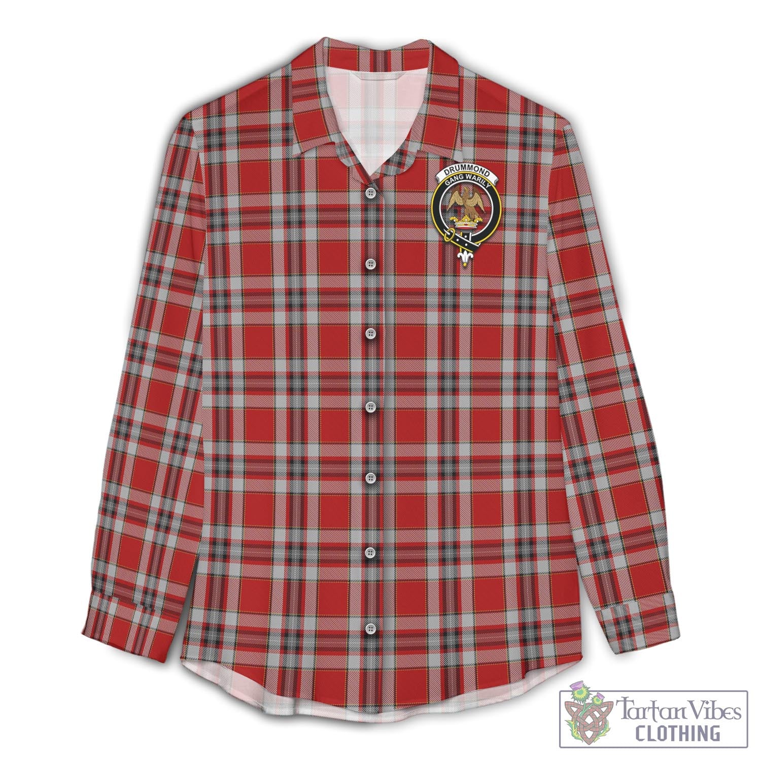 Tartan Vibes Clothing Drummond of Perth Dress Tartan Womens Casual Shirt with Family Crest
