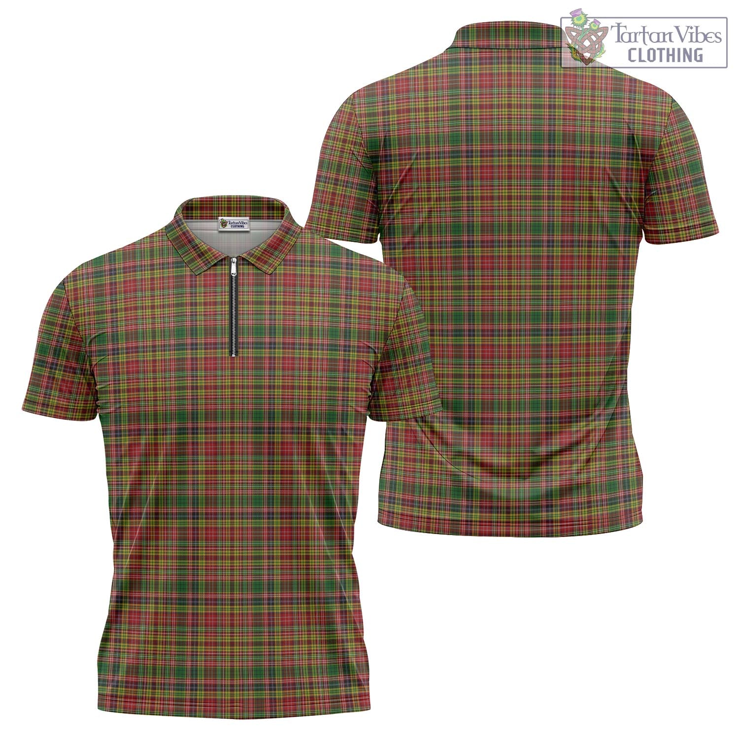 Tartan Vibes Clothing Drummond of Strathallan Tartan Zipper Polo Shirt