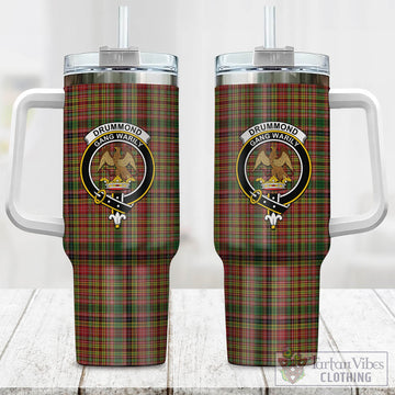 Drummond of Strathallan Tartan and Family Crest Tumbler with Handle