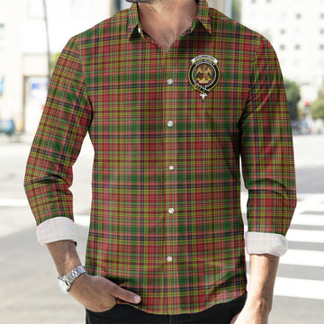 Drummond of Strathallan Tartan Long Sleeve Button Up Shirt with Family Crest