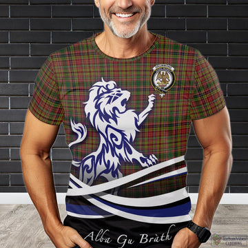 Drummond of Strathallan Tartan T-Shirt with Alba Gu Brath Regal Lion Emblem