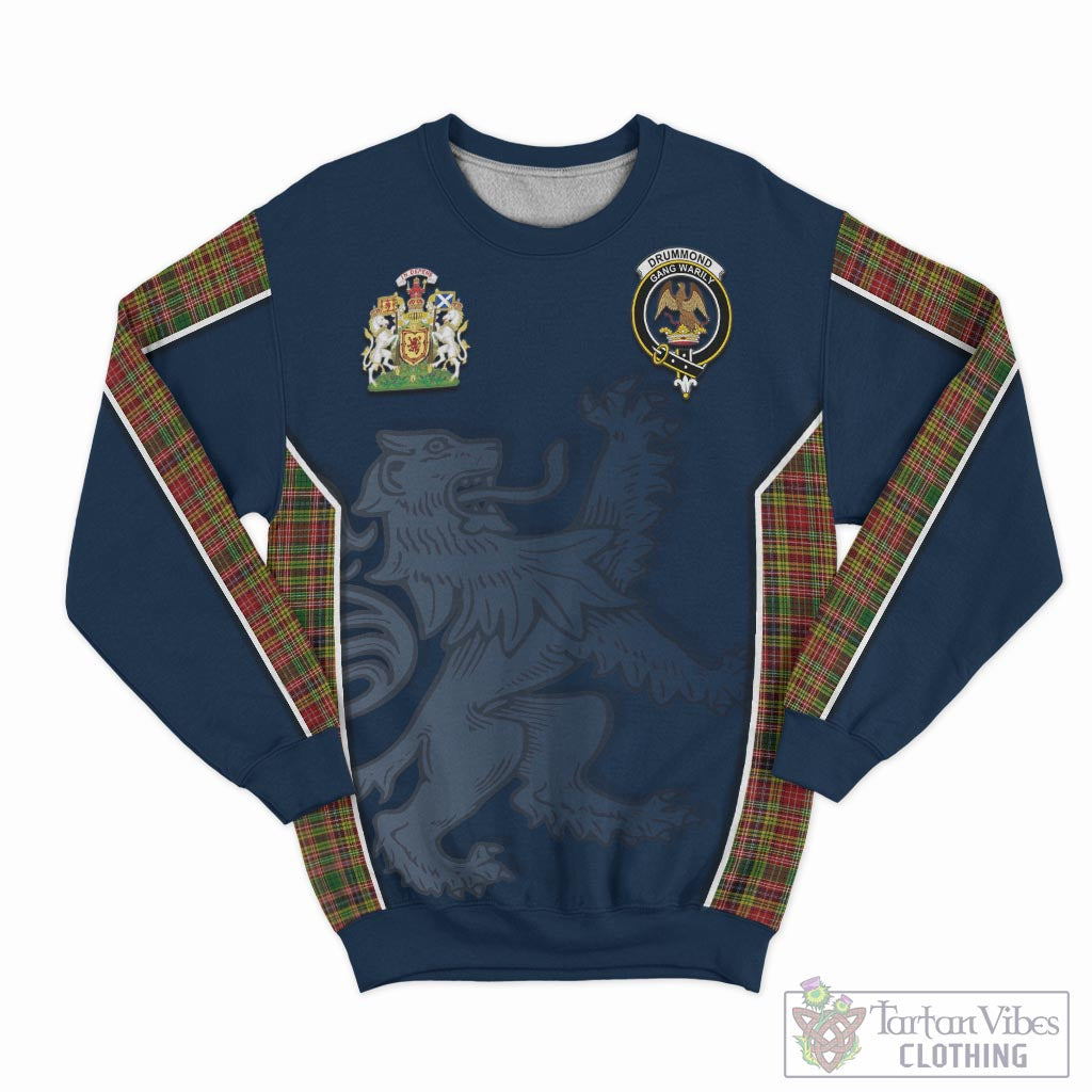 Tartan Vibes Clothing Drummond of Strathallan Tartan Sweater with Family Crest and Lion Rampant Vibes Sport Style