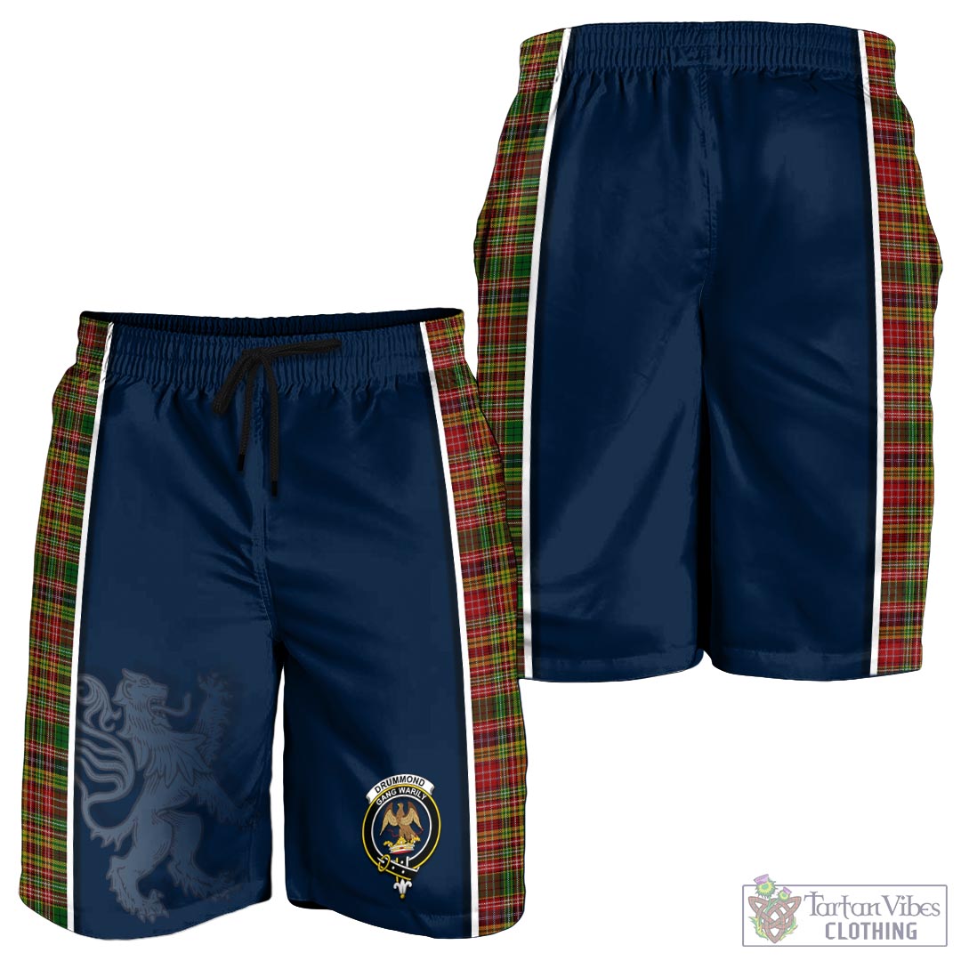 Tartan Vibes Clothing Drummond of Strathallan Tartan Men's Shorts with Family Crest and Lion Rampant Vibes Sport Style