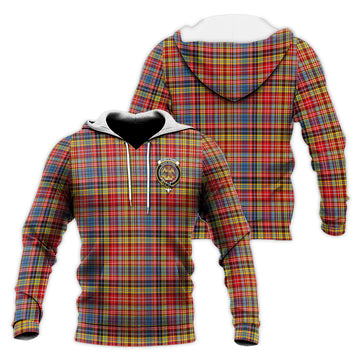 Drummond of Strathallan Modern Tartan Knitted Hoodie with Family Crest