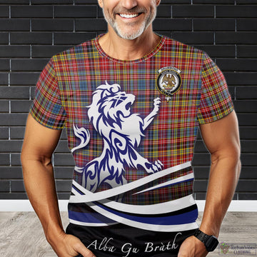 Drummond of Strathallan Modern Tartan T-Shirt with Alba Gu Brath Regal Lion Emblem
