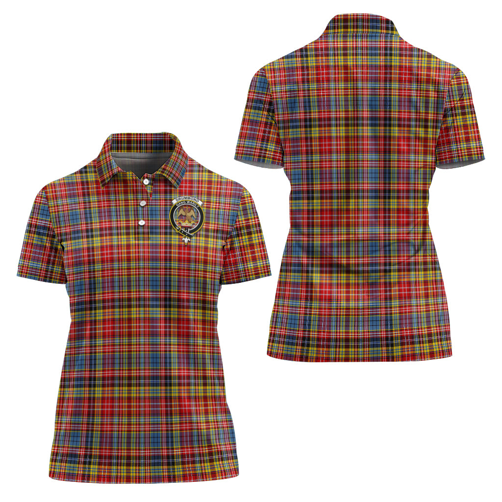 drummond-of-strathallan-modern-tartan-polo-shirt-with-family-crest-for-women