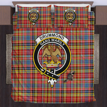 Drummond of Strathallan Modern Tartan Bedding Set with Family Crest
