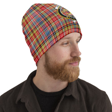 Drummond of Strathallan Modern Tartan Beanies Hat with Family Crest