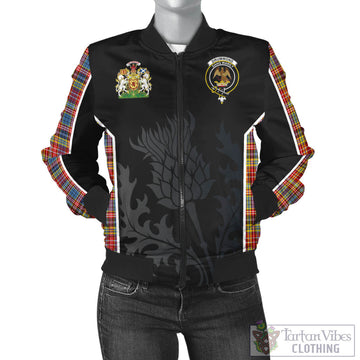 Drummond of Strathallan Modern Tartan Bomber Jacket with Family Crest and Scottish Thistle Vibes Sport Style