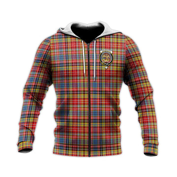 Drummond of Strathallan Modern Tartan Knitted Hoodie with Family Crest