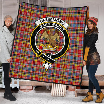 Drummond of Strathallan Modern Tartan Quilt with Family Crest