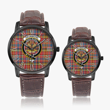 Drummond of Strathallan Modern Tartan Family Crest Leather Strap Quartz Watch