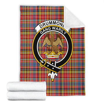 Drummond of Strathallan Modern Tartan Blanket with Family Crest