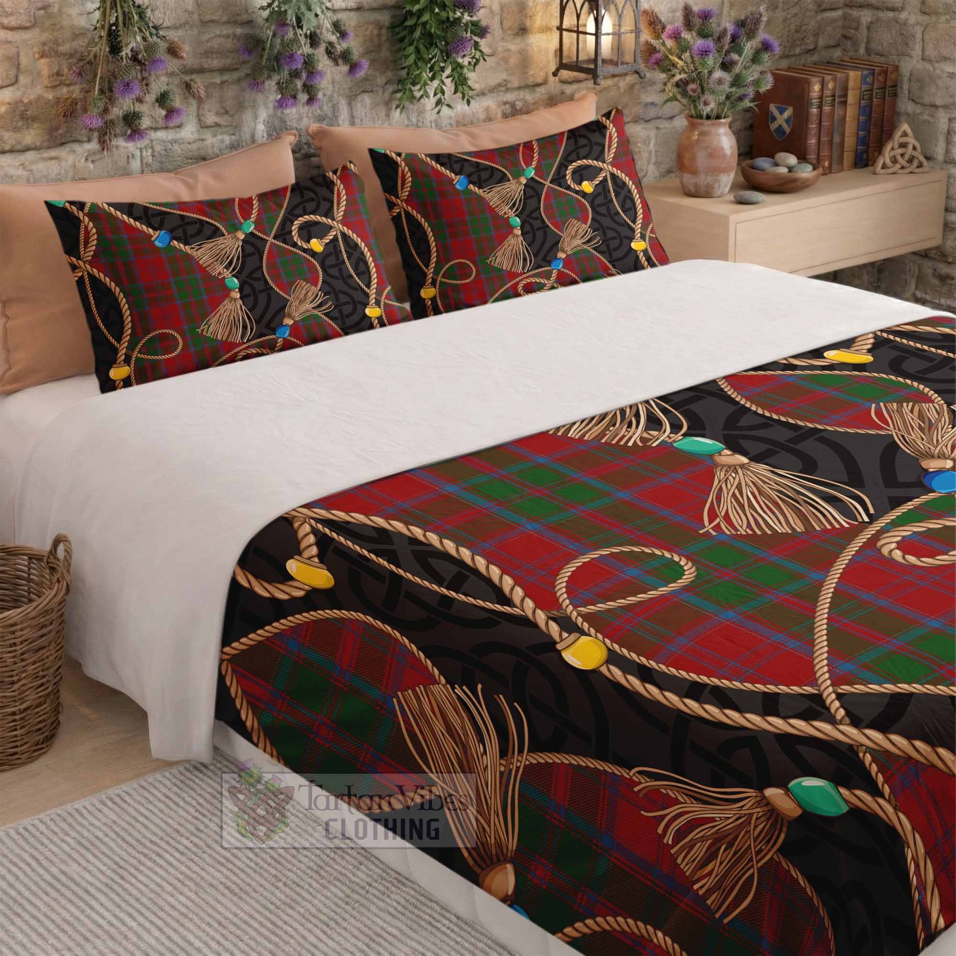 Drummond Scottish Tartan Twisted Ropes Stylized Bedding Set - Tartan Vibes Clothing
