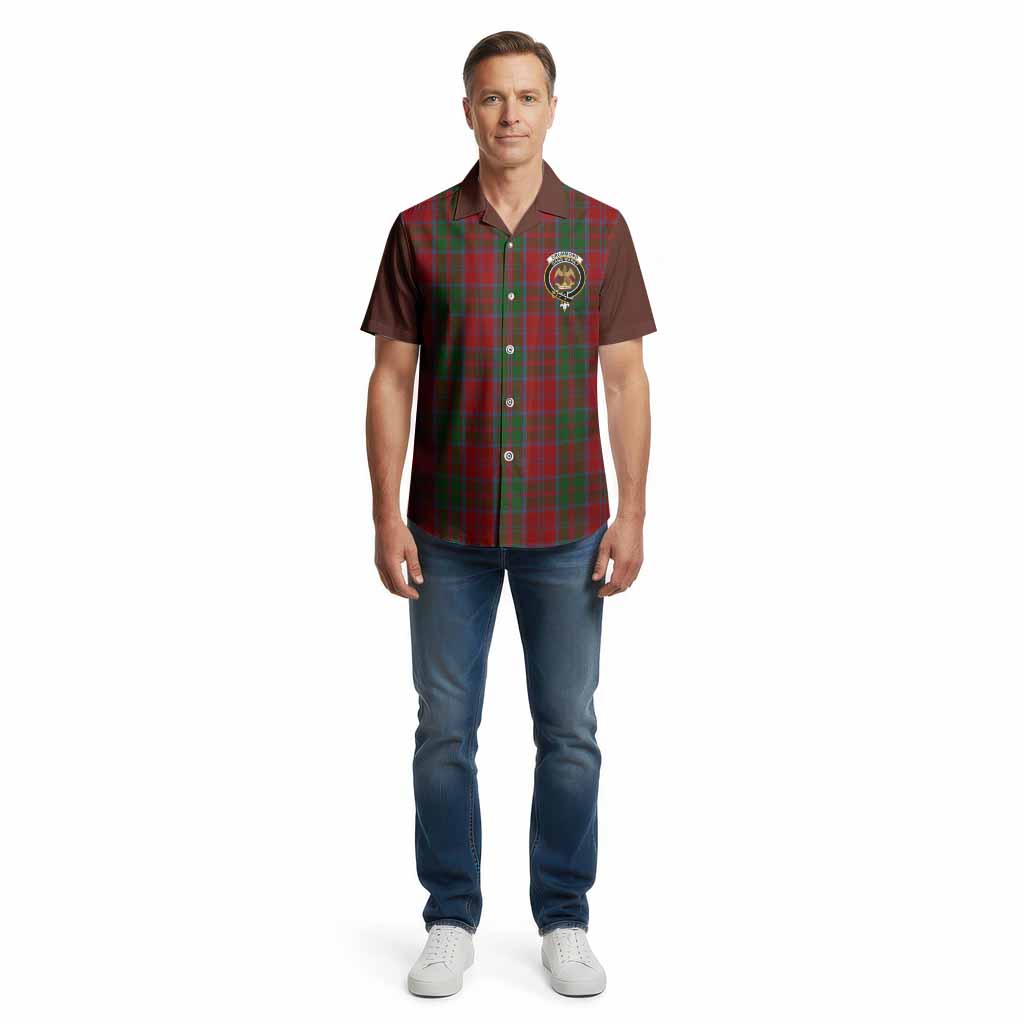 Drummond Tartan Accent Cotton Hawaiian Shirt with Family Crest