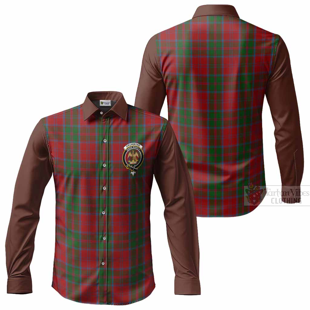 Drummond Tartan Accent Long Sleeve Button Shirts with Family Crest