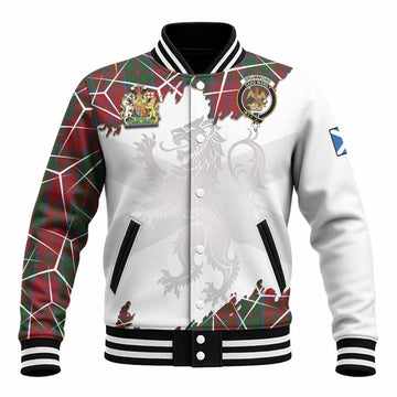 Drummond Tartan Baseball Jacket with Family Crest and Lion Rampant Grunge Style