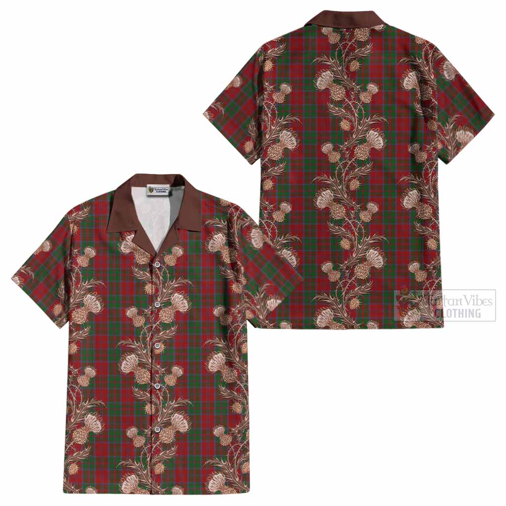Drummond Tartan Cotton Hawaiian Shirt Seamless Scottish Thistle Flowers