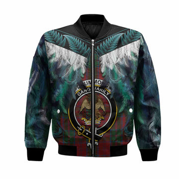 Drummond Tartan Crest Bomber Jacket New Zealand Maori Korowai Cloak