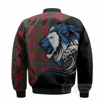 Drummond Tartan Crest Bomber Jacket Scottish Golden Lions Wave Flow