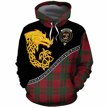 Drummond Tartan Crest Cotton Hoodie Legendary Dragon Knot Half Style