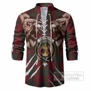 Drummond Tartan Crest Ghillie Shirt Ferocious Lion Style