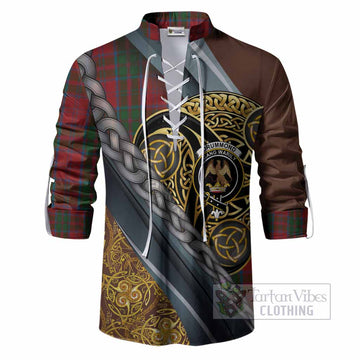 Drummond Tartan Crest Ghillie Shirt Scottish Triskele Celtic