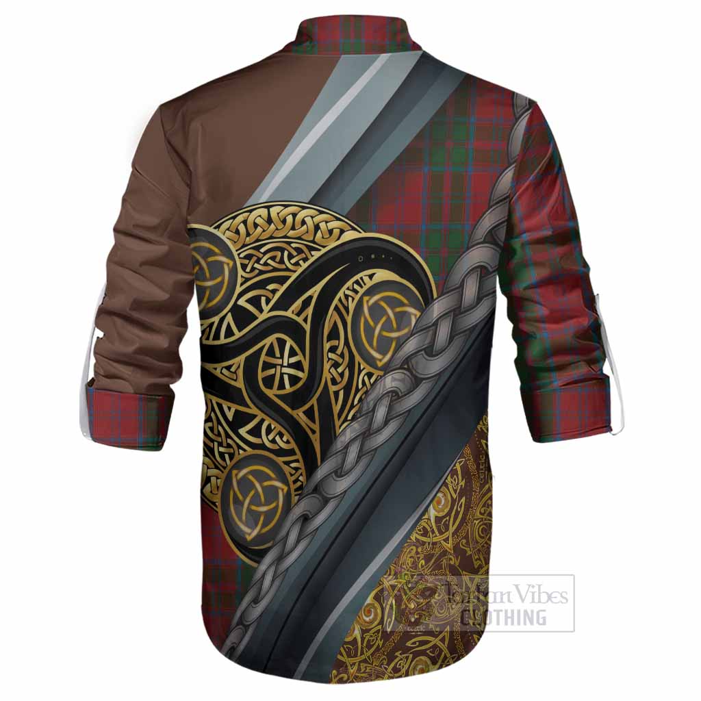 Drummond Tartan Crest Ghillie Shirt Scottish Triskele Celtic