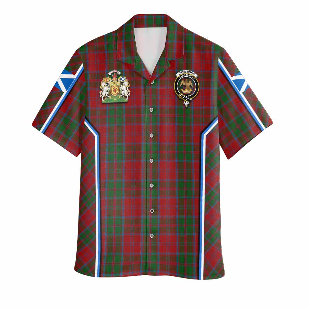 Drummond Tartan Crest Hawaiian Shirt Scotland Coat of Arm Flag Style - Tartan Vibes Clothing