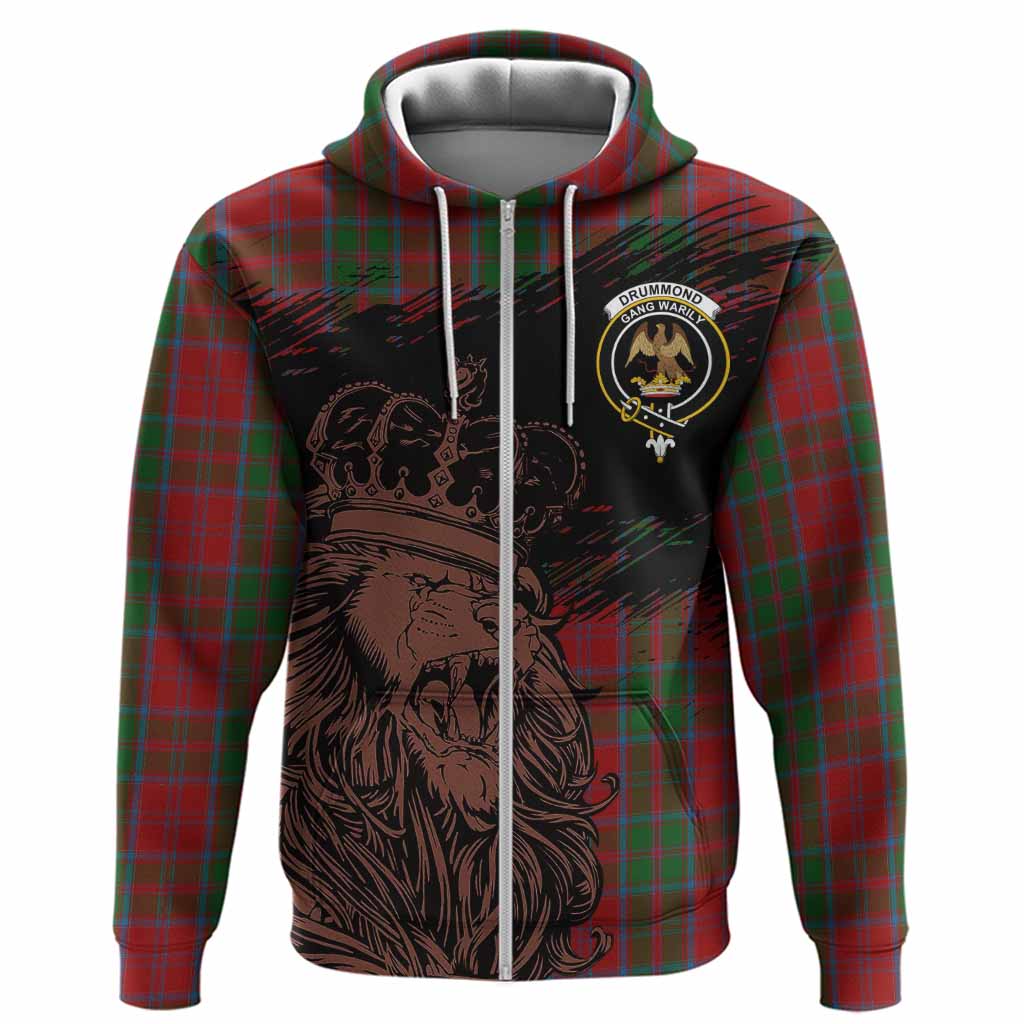 Drummond Tartan Crest Hoodie Crowned Lion Heritage Style