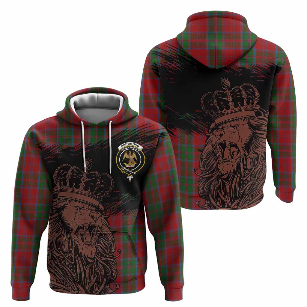 Drummond Tartan Crest Hoodie Crowned Lion Heritage Style