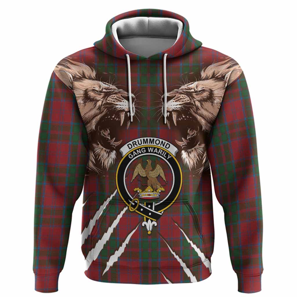 Drummond Tartan Crest Hoodie Ferocious Lion Style