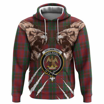 Drummond Tartan Crest Hoodie Ferocious Lion Style