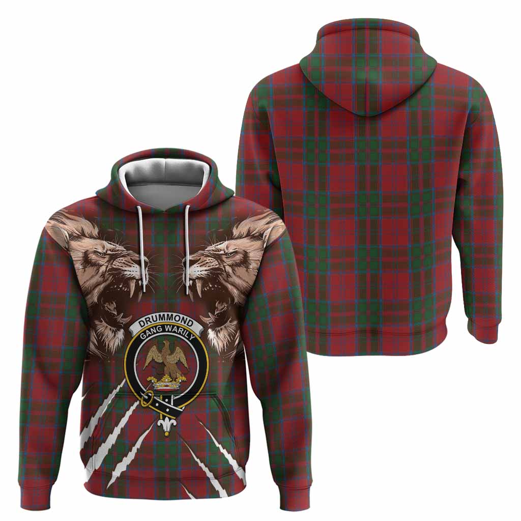 Drummond Tartan Crest Hoodie Ferocious Lion Style